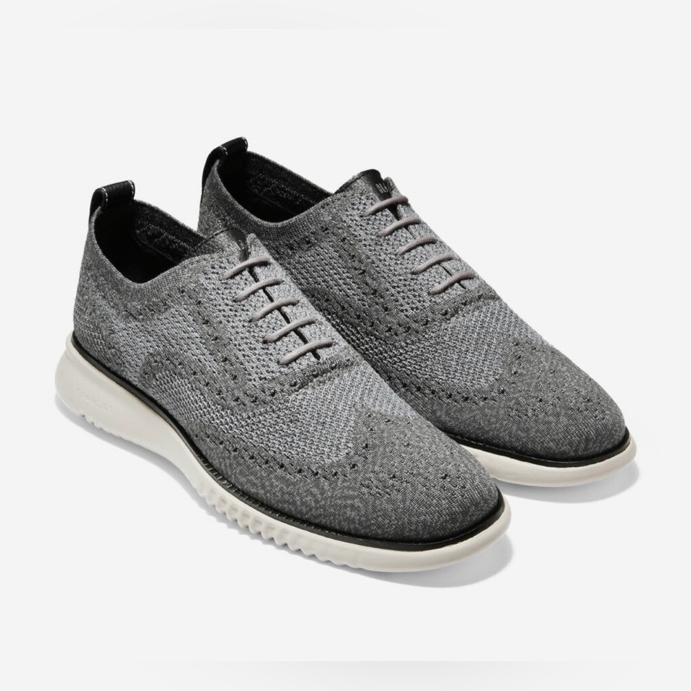 COLE HAAN] 2 ZEROGRAND Gray Knit Oxfords